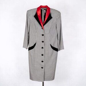 Vintage Women's Geometric Color Block Jacket Blazer SZ 14 Gingham Satin Velvet